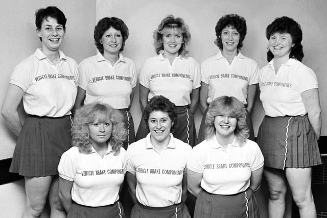 An unknown netball team  from 1986 proudly sponsored on Vehicle Brake Components