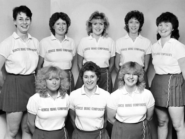An unknown netball team from 1986 proudly sponsored on Vehicle Brake Components
