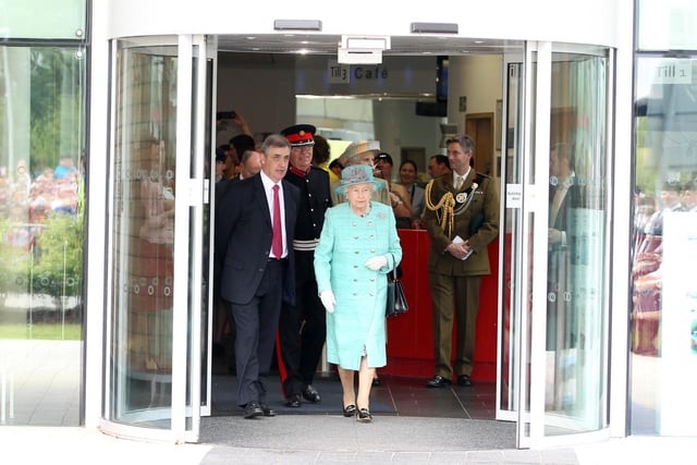 Her Majesty Elizabeth Queen II visits Corby International Swimming Pool in June 2012