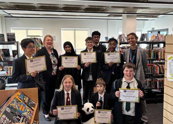 Julie Broadbent with students at Northampton International Academy