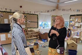 Rosie Wrighting speaking to Ronald Tree nursery school headteacher Deb Thwaites.