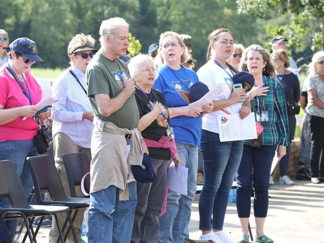 Grafton Underwood US airbase museum volunteers welcome returning veteran and families of base personnel