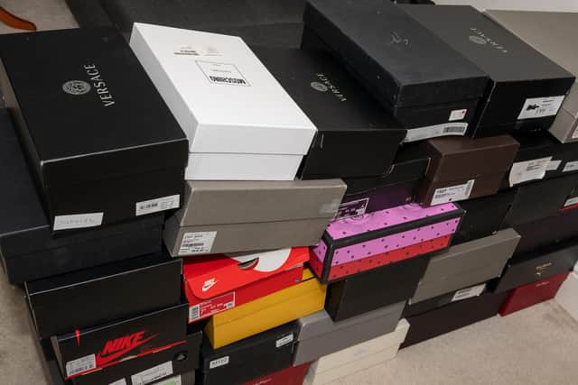 Among the items found were luxury shoes and trainers