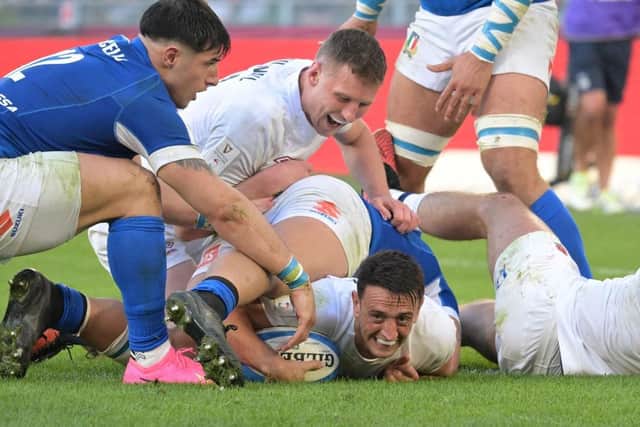 Alex Mitchell scored a crucial try for England (photo by ANDREAS SOLARO/AFP via Getty Images)