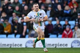 Ollie Sleightholme grabbed a hat-trick for Saints at Sandy Park (photo by Dan Mullan/Getty Images)