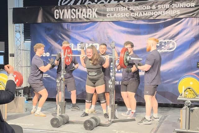Powerlifter Harriet Waite in action at the British Junior Powerlifting Championships