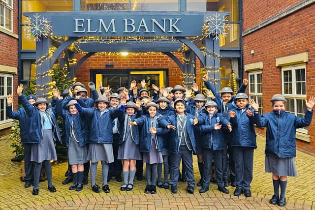 The children of St Peter's School Kettering, outside Elm Bank Care Home after a wonderful afternoon of singing