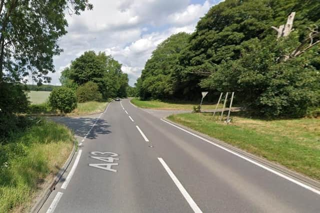 The A43 at Blatherwycke between Corby and Stamford/Google