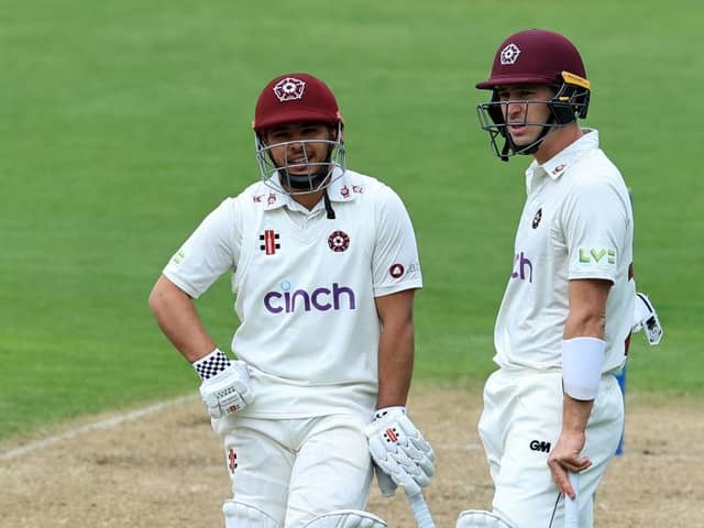 Ricardo Vasconcelos (left) has handed over the Northamptonshire captaincy to Will Young
