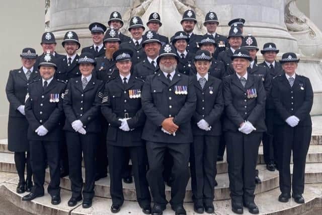 PC Ahmad (front centre) with policing colleagues from across the country. Pic: M Ahmad