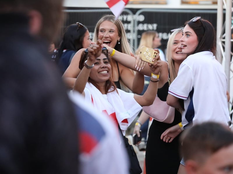Fans at the Kettering Town FC World Cup Fan Zone watch England vs Argentina in the semi-final