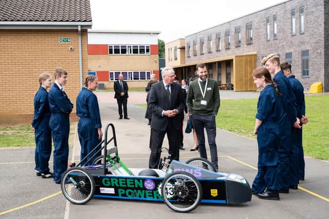 HRH The Duke of Gloucester meeting pupils at Prince William School in Oundle