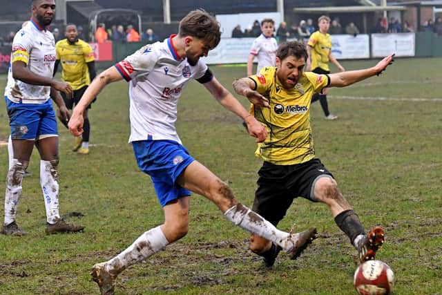 Action from AFC Rushden & Diamonds' 1-0 win over Rugby Town on Saturday (Picture: Martin Pulley)