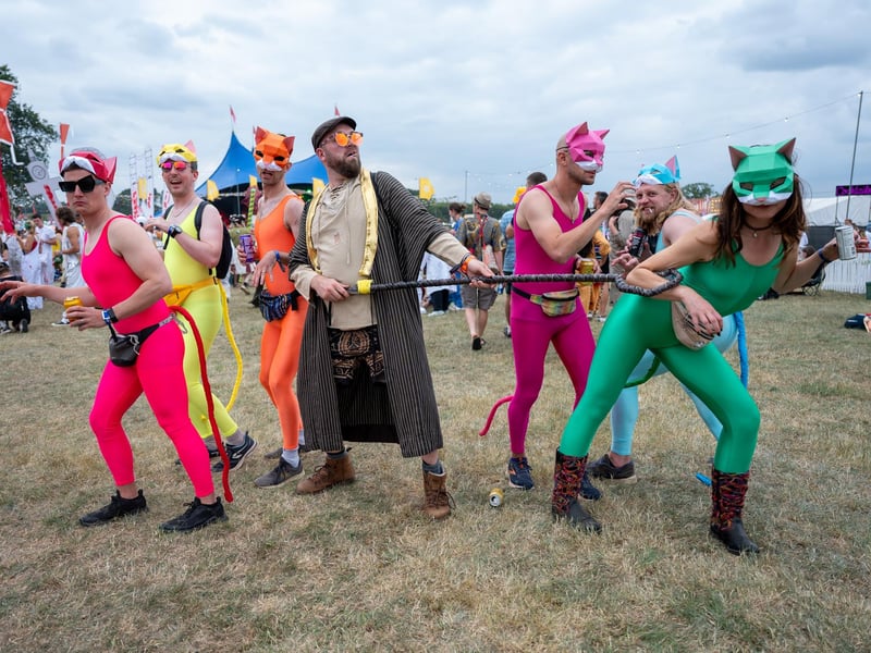 Festival goers taking part in the annual Shambala Carnival. This year’s theme was ‘Pun Intended'. Photo by David Jackson.
