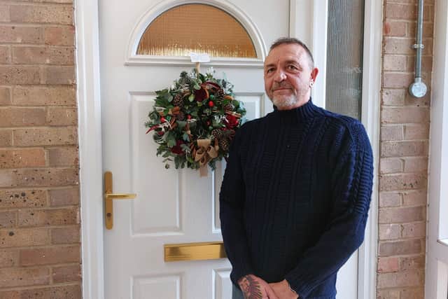 Wayne Linskey with his Christmas wreath