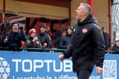 Richard Lavery celebrates with the travelling Kettering fans after Saturday's 3-1 win at Stourbridge (Picture: Peter Short)