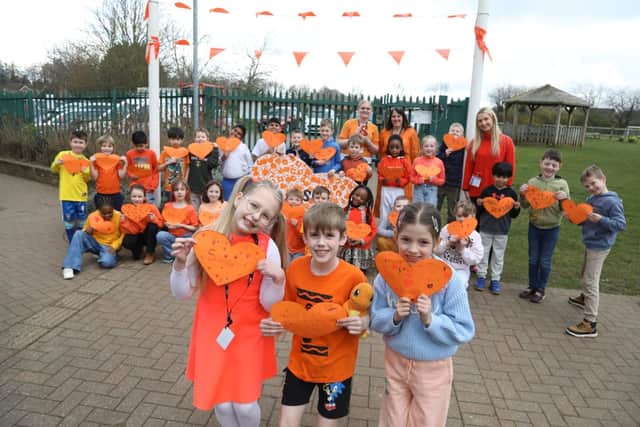 Children at Brambleside Primary School on Orange Day/National World