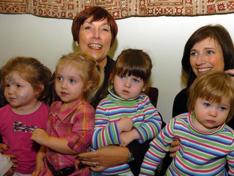 A 2009 visit by Children's Minister Dawn Primarolo. Pictured with children Olivia McKinnon, 3, Sophia Owens, 2, Yasmin Rose, 2, Elyssa Rose, (mum) and Ava Rose.