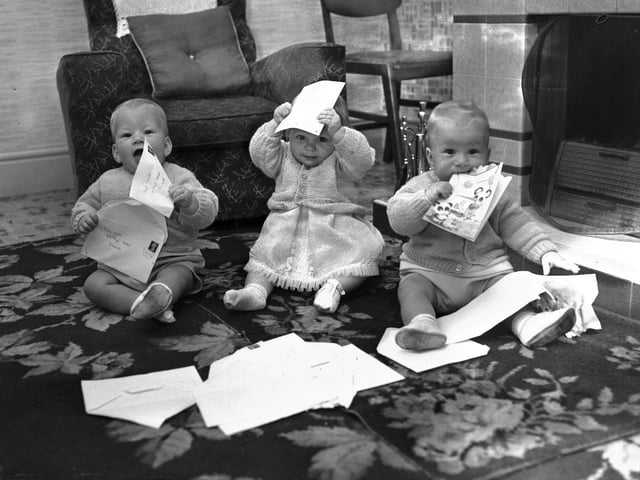 The Watts triplets' birthday, Irchester, August 29, 1968