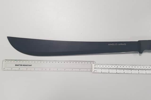 The machete taken from the 16-year-old