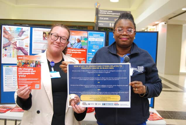 Research Nurses Chloe McAllister and Wuraoh Olawale-Fasua in the Newlands Centre in Kettering engaging with local people on the study