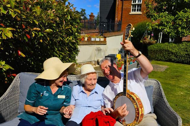 Resident Mary, full of laughter as the Banjo played