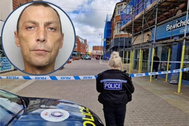 There was blood on the floor at the scene of the attack in High Street, Kettering. Image: Alison Bagley