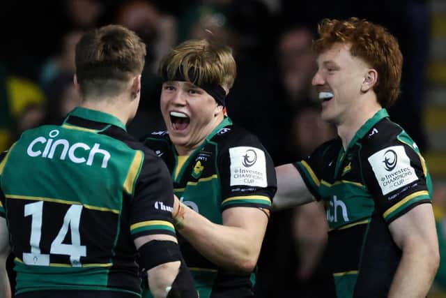 Henry Pollock was all smiles as Saints saw off Clermont (photo by Darren Staples / AFP)