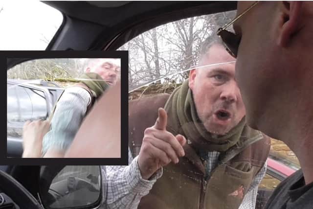 Marc Birney in footage from North London Hunt Saboteurs of the assault/North London Hunt Saboteurs