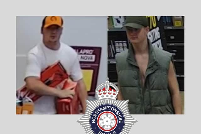 Police are appealing for help in identifying the two men pictured in this CCTV image (Credit: Northants Police)