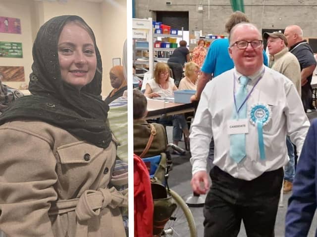 MP Gen Kitchen at the iftar event (left) and (right) Councillor Frank Kilgallon. Image: Gen Kitchen / Northants Telegraph