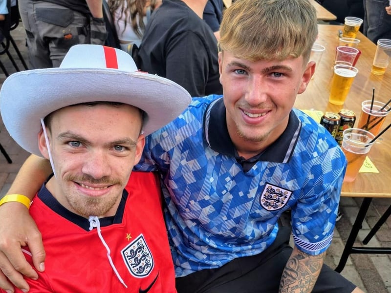 Fans at the Kettering Town FC World Cup Fan Zone watch England vs Argentina in the semi-final
