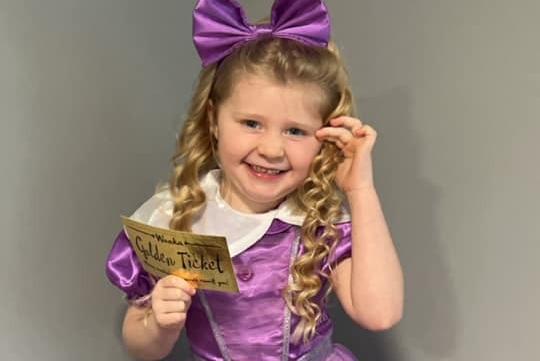 Emmy, age 5, from Corby, as Veruca Salt