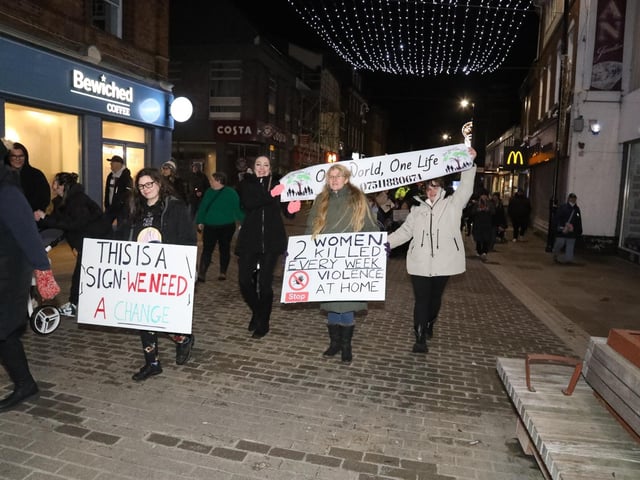 Reclaim the night march against domestic violence Kettering:women's march Kettering