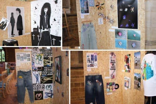 Guests take in the impressive designs and artwork by Tresham College Kettering students.
