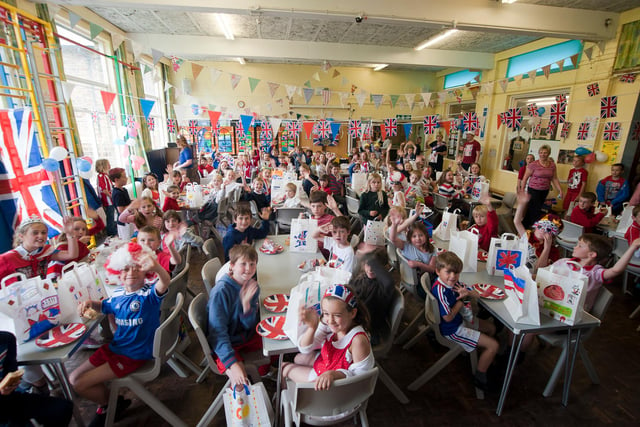 Totley All Saints CE Primary School celebrate the Queen's Diamond Jubilee on May 31, 2012