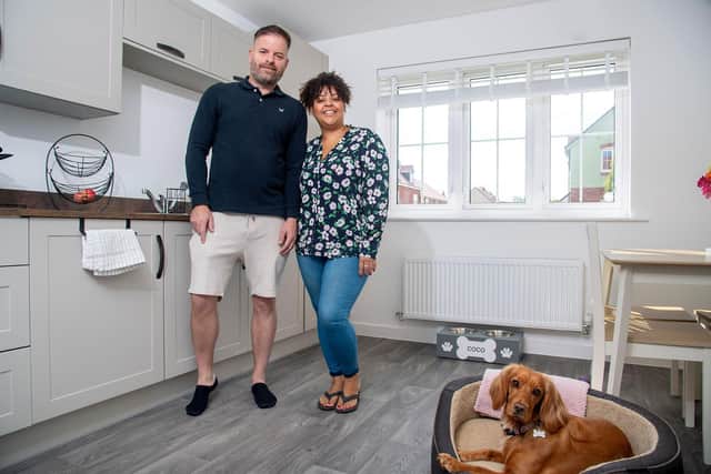 Kim Crichlow and Jason Hewitt love having plenty of space to host gatherings for family and friends in the kitchen dining room of their new home at The Wickets in Desborough.