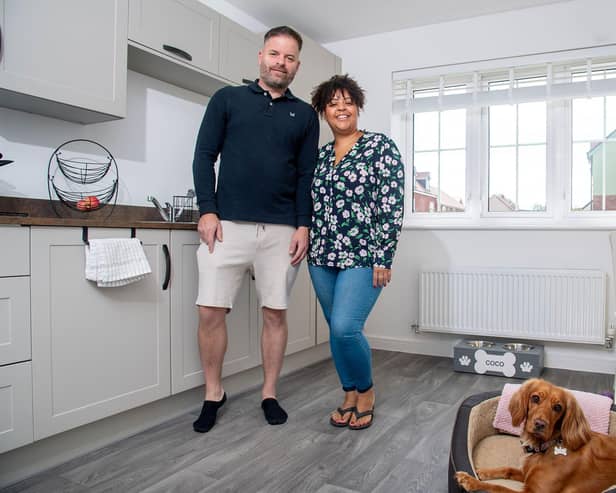 Kim Crichlow and Jason Hewitt love having plenty of space to host gatherings for family and friends in the kitchen dining room of their new home at The Wickets in Desborough.