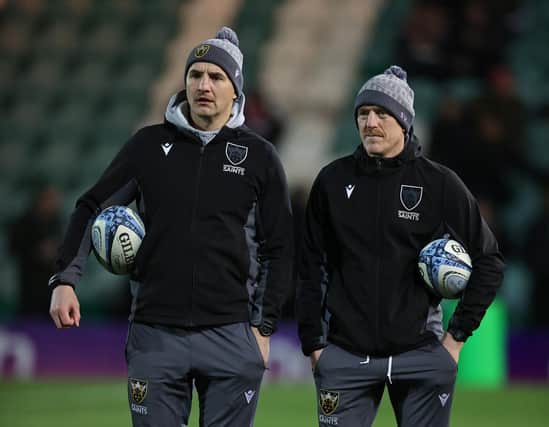 Phil Dowson and Sam Vesty (photo by David Rogers/Getty Images)