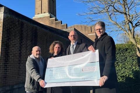L-r: Graham Rogers, head of fundraising, Kettering & District Samaritans; India Blanchard, Warren Hill Crematorium, bereavement services officer;  Mark Austin, Warren Hill Crematorium, bereavement services officer; Amanda Buckingham, Warren Hill Crematorium, senior bereavement officer/ Kettering & District Samaritans