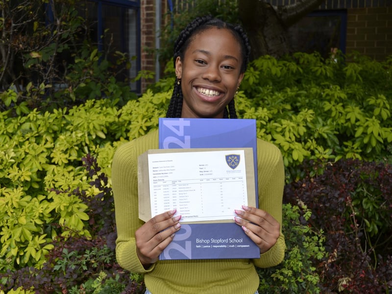 Students celebrating their GCSE results at Bishop Stopford School in Kettering