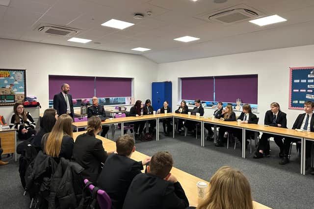 Student Parliament attending a meeting with the Lord-Lieutenant at Guilsborough Academy
