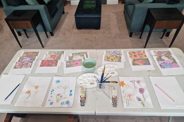 Residents at Brampton View Care Home in Northampton afternoon of creative painting