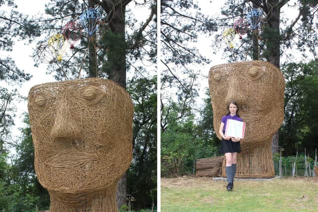 The new willow sculpture at Irchester Country Park
