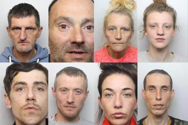 Some of the shoplifters before the courts during the past few months. Pictured are (from top left) John McAulay, Robert Mould, Linda Strain, Heidi James and (from bottom left) James Adair, Philip Leitch, Jane Hill, Robert Mort.
