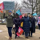 Teachers from across the county were striking outside Corby Cube today as part of a two day strike