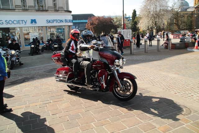 Radu and Oana Golici on Harley-Davidson at the charity event April Fools Run 2025, raising money for Cynthia Spencer Hospice