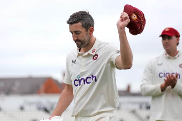Ben Sanderson accepts the plaudits after claiming his 600th wicket for Northants against Lancashire on Saturday (Picture: Peter Short)