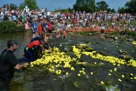 Hundreds gather to watch the duck race at Burton Latimer in 2018.
PICTURE: ANDREW CARPENTER