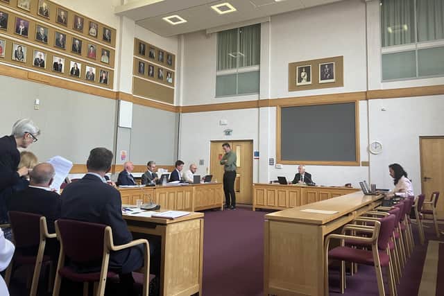 The first day of the Planning Inspector's public hearing took place on Tuesday, May 20, at East Northamptonshire House, Thrapston. (Image: Nadia Lincoln LDRS)